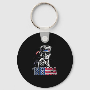 Happy 4th Of July merica Trump American Flag Usa  Key Ring