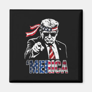 Happy 4th Of July Merica Trump American Flag Usa Magnet