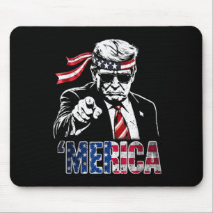 Happy 4th Of July Merica Trump American Flag Usa Mouse Pad