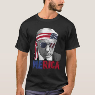 Happy 4th Of July MERICA TRUMP American Flag USA T-Shirt
