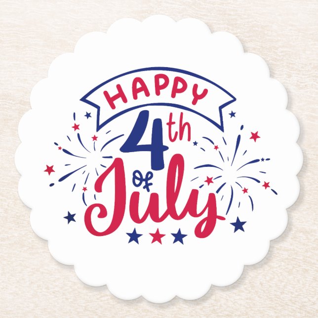 Happy 4th of July.  Paper Coaster (Front)