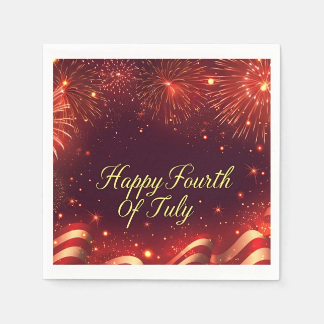 Happy 4th Of July Paper Napkin (Front)