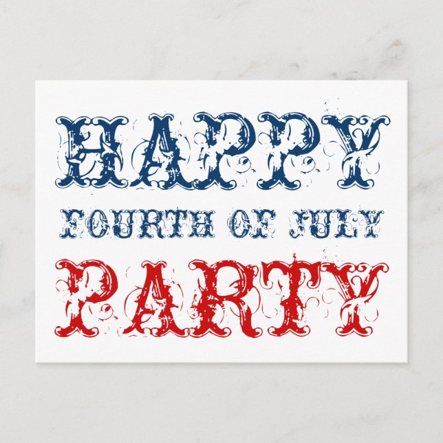 Happy 4th of July party cards for Independence day (Front)