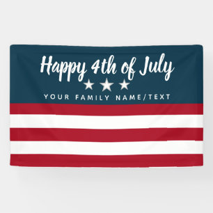 Happy 4th of July Party Patriotic Personalized Banner