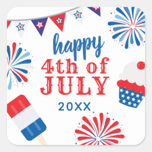 Happy 4th of July Party Square Sticker