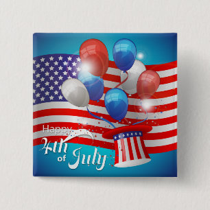 Happy 4th of July Patriotic 15 Cm Square Badge