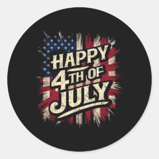 Happy 4th Of July Patriotic Aamerican Flag 4th Of Classic Round Sticker
