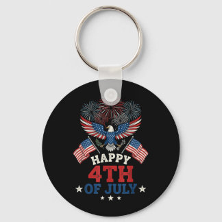 Happy 4th Of July Patriotic Aamerican Flag 4th Of Key Ring