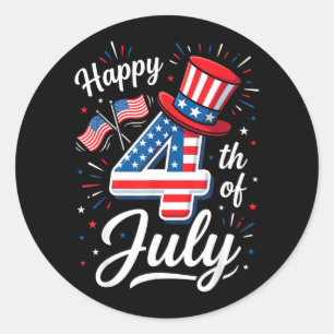 Happy 4th of July Patriotic American Flag 4th of Classic Round Sticker