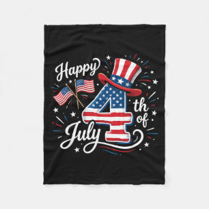 Happy 4th of July Patriotic American Flag 4th of Fleece Blanket