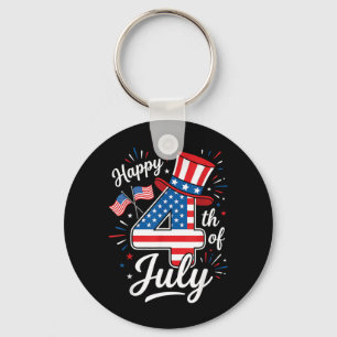 Happy 4th of July Patriotic American Flag 4th of Key Ring