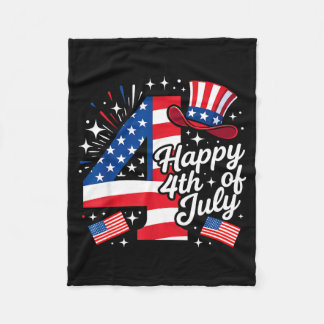 Happy 4th of july patriotic american flag 4th ofHa Fleece Blanket