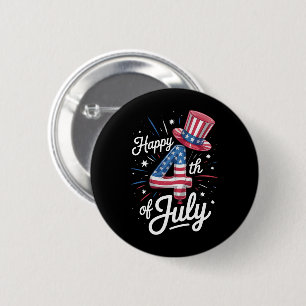 Happy 4th Of July Patriotic American Flag USA 6 Cm Round Badge