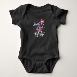 Happy 4th Of July Patriotic American Flag USA Baby Bodysuit