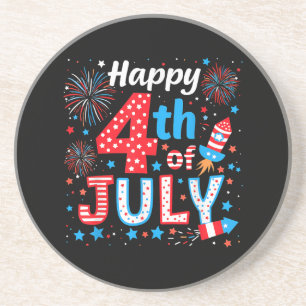 Happy 4th Of July Patriotic American Flag USA Coaster