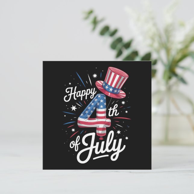 Happy 4th Of July Patriotic American Flag USA Invitation (Standing Front)