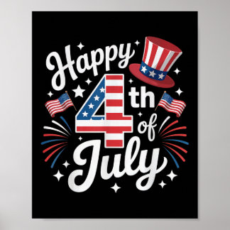 Happy 4th Of July Patriotic American Flag Usa Kids Poster