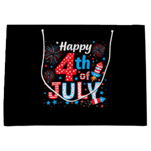 Happy 4th Of July Patriotic American Flag USA Large Gift Bag