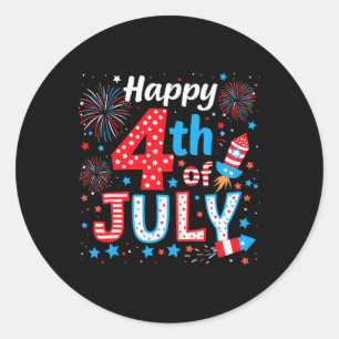 Happy 4th Of July Patriotic American Flag Usa Men Classic Round Sticker