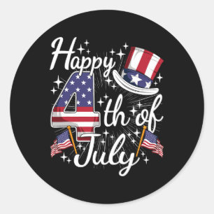 Happy 4th Of July Patriotic American Flag Usa Men Classic Round Sticker