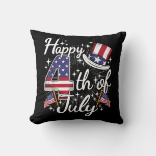 Happy 4th Of July Patriotic American Flag USA Men  Cushion