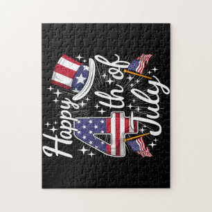 Happy 4th Of July Patriotic American Flag USA Men  Jigsaw Puzzle