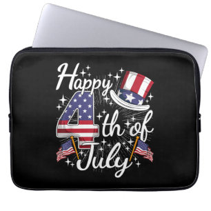 Happy 4th Of July Patriotic American Flag USA Men Laptop Sleeve
