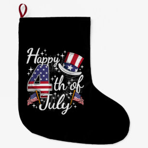 Happy 4th Of July Patriotic American Flag USA Men Large Christmas Stocking