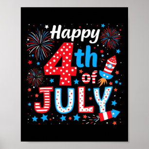 Happy 4th Of July Patriotic American Flag Usa Men Poster