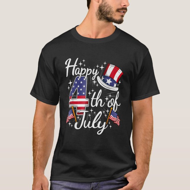 Happy 4th Of July Patriotic American Flag USA Men  T-Shirt (Front)