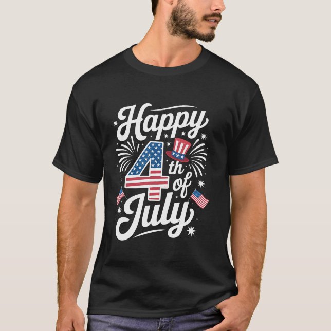 Happy 4th Of July Patriotic American Flag USA Men  T-Shirt (Front)