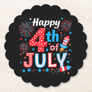 Happy 4th Of July Patriotic American Flag USA Paper Coaster