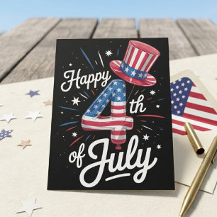 Happy 4th Of July Patriotic American Flag USA Postcard