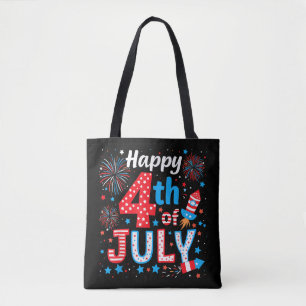 Happy 4th Of July Patriotic American Flag USA Tote Bag