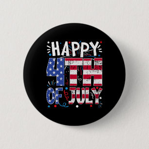 Happy 4th Of July Patriotic American Us Flag 4th O 6 Cm Round Badge