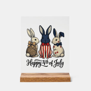 Happy 4th of July Patriotic Bunny Shirt Design_1 Acrylic Sign