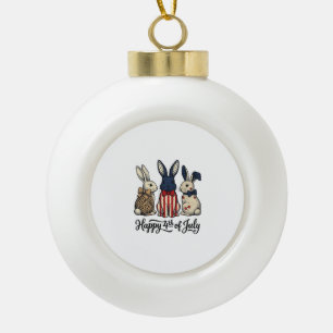 Happy 4th of July Patriotic Bunny Shirt Design_1 Ceramic Ball Christmas Ornament