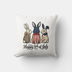 Happy 4th of July Patriotic Bunny Shirt Design_1 Cushion