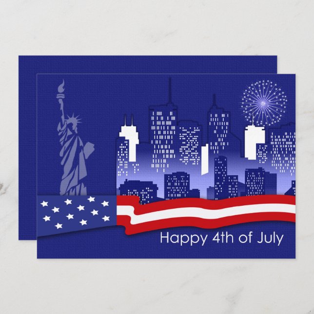 Happy 4th of July. Patriotic Custom Flat Card (Front/Back)