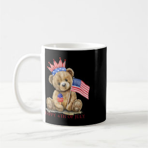 Happy 4th Of July Patriotic Cute Bear Women Girls Coffee Mug