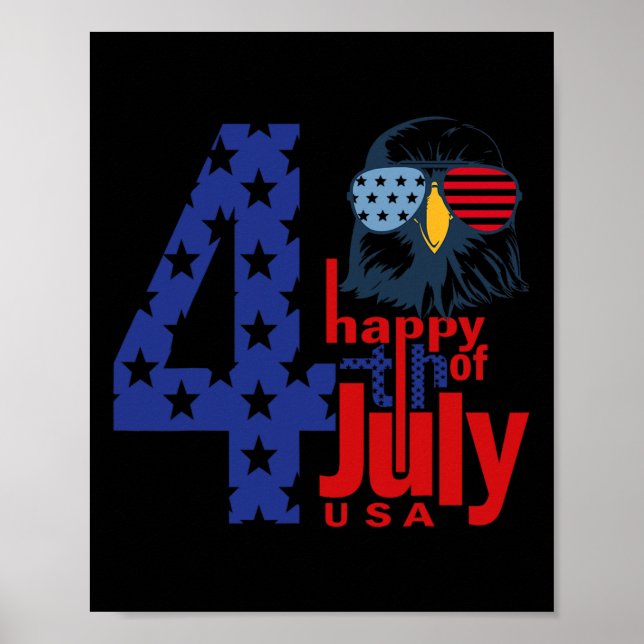 Happy 4th Of July Patriotic Eagle Flag 4th Of July Poster (Front)