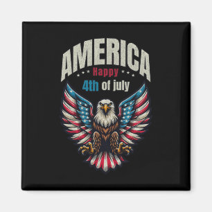 Happy 4th Of July - Patriotic Eagle Men Magnet