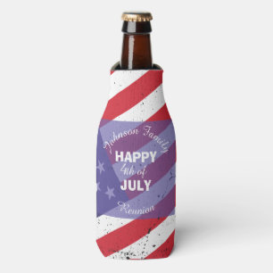 Happy 4th of July Patriotic Family Reunion Bottle Cooler