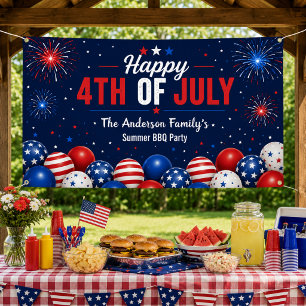 Happy 4th of July Patriotic Fireworks Custom Banner
