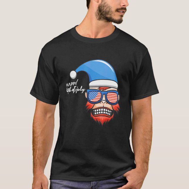 Happy 4th Of July Patriotic Monkey T-Shirt (Front)