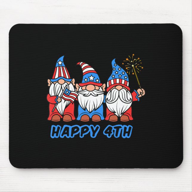 Happy 4th of July Patriotic Pride Gnomes Independe Mouse Pad (Front)