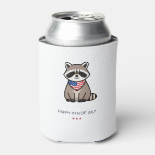 Happy 4th of July Patriotic Racoon Art Can Cooler