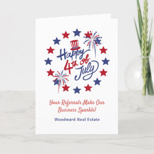Happy 4th of July Patriotic Referral Marketing  Thank You Card