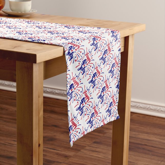 Happy 4th of July Patriotic Starburst Short Table Runner (In Situ)