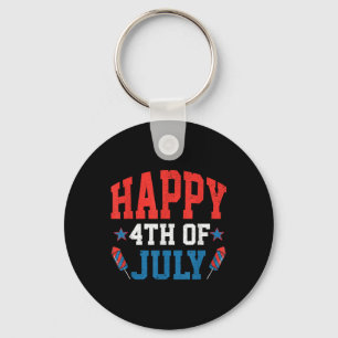 Happy 4th Of July Patriotic Usa American Flag Four Key Ring